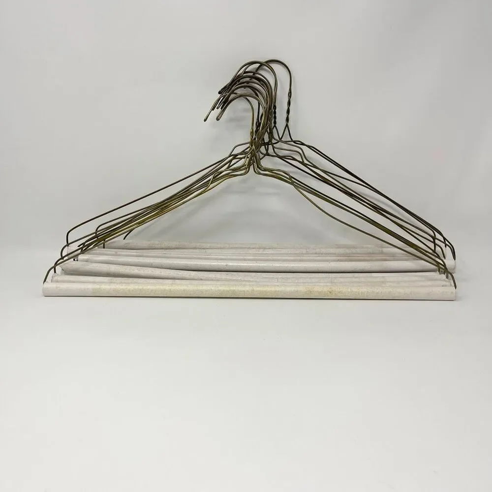 12 Vintage Wire Metal Clothes Clothing Hangers Dresses Shirts MCM Cardboard Rod